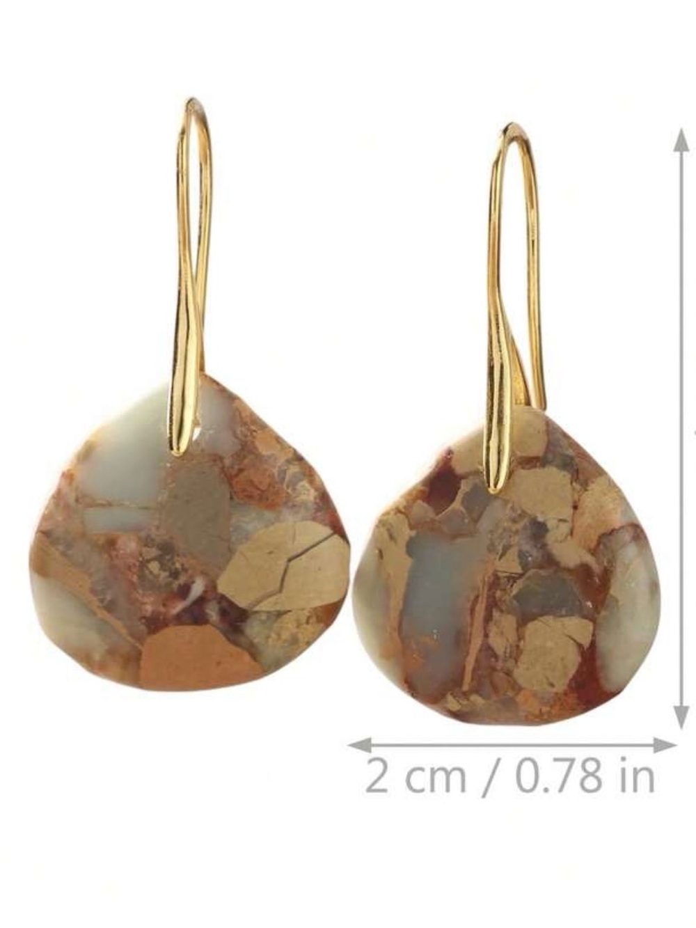 Gold-Tone Blue & Tan Natural Stone Drop Earrings - Picture 6 of 7